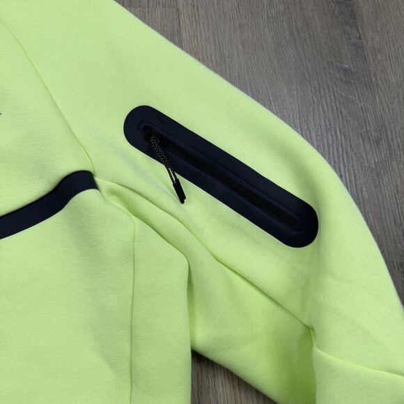 Nike Hoodie Mens Medium Neon Volt Yellow Tech Fleece Full Zip Jacket Hooded - Picture 3 of 11